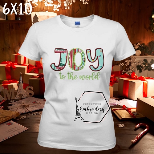 Joy to the World 2 Applique Embroidery Design - 6x10